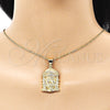 Oro Laminado Religious Pendant, Gold Filled Style Jesus Design, with White Micro Pave, Polished, Golden Finish, 05.342.0148