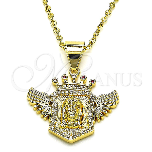 Gold Filled Pendant — Religious Pendant Jesus and Wings Design with White — main product view — SKU 151095 | Oro Laminado dije — Religious Pendant Jesus and Wings diseño with blanco — SKU 151095