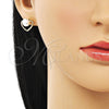 Oro Laminado Stud Earring, Gold Filled Style Heart Design, with Ivory Pearl, Polished, Golden Finish, 02.342.0226