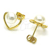 Gold Filled Ring — Stud Earring Heart Design with Ivory Pearl Polished — alternate product view — SKU 151103 | Oro Laminado anillo — Stud Earring corazón diseño with Ivory Pearl pulido — SKU 151103