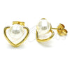 Gold Filled Ring — Stud Earring Heart Design with Ivory Pearl Polished — alternate product view — SKU 151103 | Oro Laminado anillo — Stud Earring corazón diseño with Ivory Pearl pulido — SKU 151103