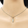 Oro Laminado Earring and Pendant Adult Set, Gold Filled Style with White Micro Pave, Polished, Golden Finish, 10.342.0099