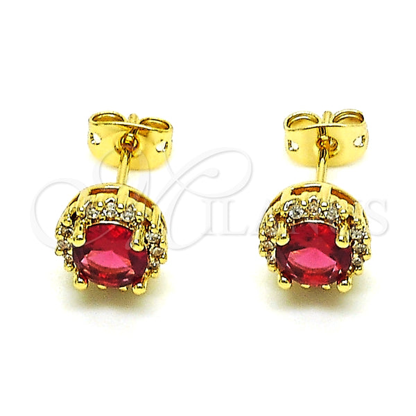 Gold Filled Ring — Stud Earring Cluster Design with Ruby Cubic Zirconia — alternate product view — SKU 151131 | Oro Laminado anillo — Stud Earring Cluster diseño with Ruby Cubic Zirconia — SKU 151131
