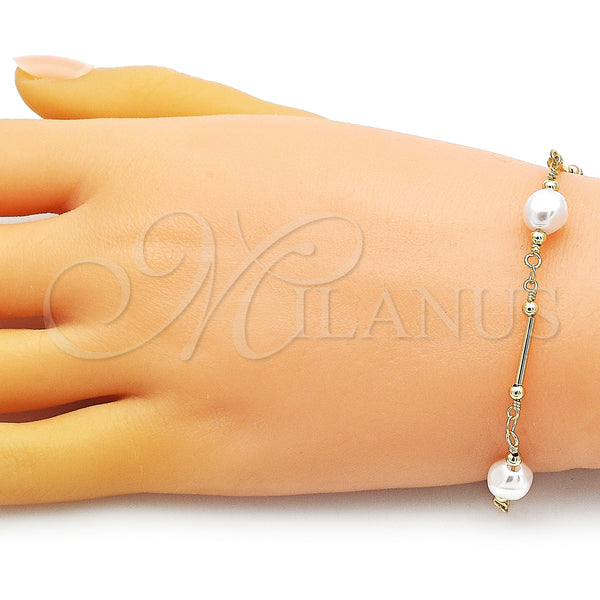 Gold Filled Bracelet — Fancy Bracelet Ball and Love Design with Ivory — alternate product view — SKU 151141 | Oro Laminado brazalete — elegante Bracelet Ball and Love diseño with Ivory — SKU 151141