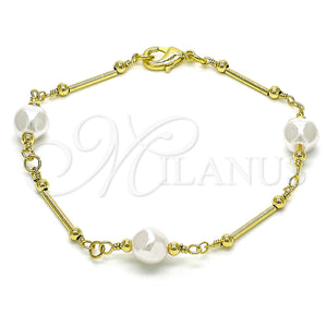 Gold Filled Bracelet — Fancy Bracelet Ball and Love Design with Ivory — main product view — SKU 151141 | Oro Laminado brazalete — elegante Bracelet Ball and Love diseño with Ivory — SKU 151141