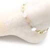 Oro Laminado Fancy Anklet, Gold Filled Style with Ivory Pearl, Polished, Golden Finish, 03.386.0024.10 (10 MM Thickness, 10 Inches Length)