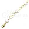 Oro Laminado Fancy Anklet, Gold Filled Style with Ivory Pearl, Polished, Golden Finish, 03.386.0024.10 (10 MM Thickness, 10 Inches Length)