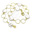 Oro Laminado Fancy Anklet, Gold Filled Style with Ivory Pearl, Polished, Golden Finish, 03.386.0024.10 (10 MM Thickness, 10 Inches Length)