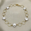 Oro Laminado Fancy Anklet, Gold Filled Style with Ivory Pearl, Polished, Golden Finish, 03.386.0024.10 (10 MM Thickness, 10 Inches Length)