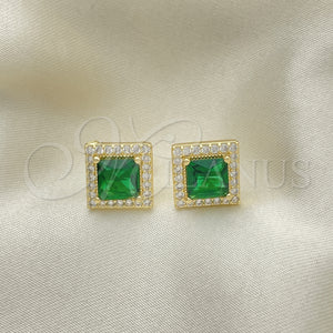 Gold Filled Ring — Stud Earring Cluster Design with Green Cubic Zirconia — main product view — SKU 151156 | Oro Laminado anillo — Stud Earring Cluster diseño with Green Cubic Zirconia — SKU 151156