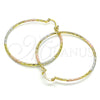 Oro Laminado Large Hoop, Gold Filled Style Diamond Cutting Finish, Tricolor, 02.168.0037.1.50
