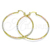 Oro Laminado Large Hoop, Gold Filled Style Diamond Cutting Finish, Tricolor, 02.168.0037.1.50