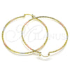 Oro Laminado Large Hoop, Gold Filled Style Diamond Cutting Finish, Tricolor, 02.168.0037.1.60