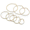 Oro Laminado Large Hoop, Gold Filled Style Diamond Cutting Finish, Tricolor, 02.168.0037.1.60