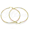 Oro Laminado Extra Large Hoop, Gold Filled Style Diamond Cutting Finish, Tricolor, 02.168.0037.1.70