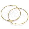 Oro Laminado Extra Large Hoop, Gold Filled Style Diamond Cutting Finish, Tricolor, 02.168.0037.1.70