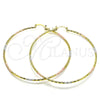 Oro Laminado Extra Large Hoop, Gold Filled Style Diamond Cutting Finish, Tricolor, 02.168.0037.1.70