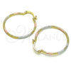 Oro Laminado Medium Hoop, Gold Filled Style Diamond Cutting Finish, Tricolor, 02.168.0039.1.30