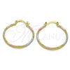 Oro Laminado Medium Hoop, Gold Filled Style Diamond Cutting Finish, Tricolor, 02.168.0039.1.30