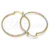 Oro Laminado Medium Hoop, Gold Filled Style Diamond Cutting Finish, Tricolor, 02.168.0039.1.40