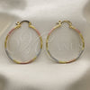 Oro Laminado Medium Hoop, Gold Filled Style Diamond Cutting Finish, Tricolor, 02.168.0039.1.40