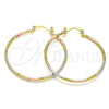 Oro Laminado Medium Hoop, Gold Filled Style Diamond Cutting Finish, Tricolor, 02.168.0039.1.40