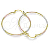 Oro Laminado Large Hoop, Gold Filled Style Diamond Cutting Finish, Tricolor, 02.168.0039.1.50