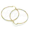 Oro Laminado Large Hoop, Gold Filled Style Diamond Cutting Finish, Tricolor, 02.168.0039.1.60