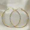 Oro Laminado Large Hoop, Gold Filled Style Diamond Cutting Finish, Tricolor, 02.168.0039.1.60
