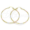 Oro Laminado Large Hoop, Gold Filled Style Diamond Cutting Finish, Tricolor, 02.168.0039.1.60
