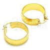 Oro Laminado Small Hoop, Gold Filled Style Greek Key Design, Polished, Golden Finish, 02.170.0399.25