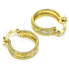 Oro Laminado Small Hoop, Gold Filled Style Greek Key Design, Polished, Tricolor, 02.170.0408.15