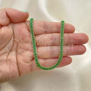 Gold Filled Necklace — Fancy Necklace Baguette Design with Green Cubic Zirconia — main product view — SKU 151192 | Oro Laminado collar — elegante Necklace Baguette diseño with Green Cubic Zirconia — SKU 151192