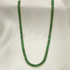 Oro Laminado Fancy Necklace, Gold Filled Style Baguette Design, with Green Cubic Zirconia, Polished, Golden Finish, 04.130.0001.7.12 (05 MM Thickness, 12 Inches Length)