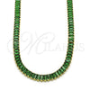 Oro Laminado Fancy Necklace, Gold Filled Style Baguette Design, with Green Cubic Zirconia, Polished, Golden Finish, 04.130.0001.7.12 (05 MM Thickness, 12 Inches Length)