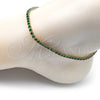 Oro Laminado Fancy Anklet, Gold Filled Style Cluster Design, with Green Cubic Zirconia, Polished, Golden Finish, 03.130.0009.8.10 (03 MM Thickness, 10 Inches Length)