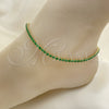 Oro Laminado Fancy Anklet, Gold Filled Style Cluster Design, with Green Cubic Zirconia, Polished, Golden Finish, 03.130.0009.8.10 (03 MM Thickness, 10 Inches Length)