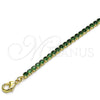 Oro Laminado Fancy Anklet, Gold Filled Style Cluster Design, with Green Cubic Zirconia, Polished, Golden Finish, 03.130.0009.8.10 (03 MM Thickness, 10 Inches Length)