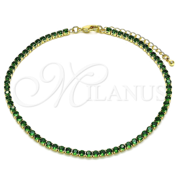 Gold Filled Anklet — Fancy Anklet Cluster Design with Green Cubic Zirconia — main product view — SKU 151194 | Oro Laminado tobillera — elegante Anklet Cluster diseño with Green Cubic Zirconia — SKU 151194