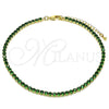 Oro Laminado Fancy Anklet, Gold Filled Style Cluster Design, with Green Cubic Zirconia, Polished, Golden Finish, 03.130.0009.8.10 (03 MM Thickness, 10 Inches Length)