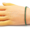 Oro Laminado Tennis Bracelet, Gold Filled Style Baguette Design, with Green Cubic Zirconia, Polished, Golden Finish, 03.130.0008.7.07 (05 MM Thickness, 7 Inches Length)