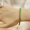 Oro Laminado Tennis Bracelet, Gold Filled Style Baguette Design, with Green Cubic Zirconia, Polished, Golden Finish, 03.130.0008.7.07 (05 MM Thickness, 7 Inches Length)