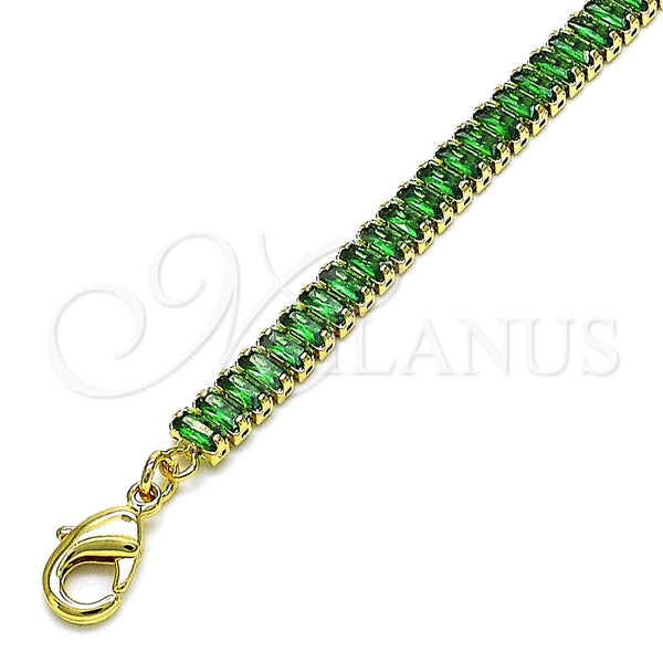 Gold Filled Bracelet — Tennis Bracelet Baguette Design with Green Cubic Zirconia — alternate product view — SKU 151195 | Oro Laminado brazalete — Tennis Bracelet Baguette diseño with Green Cubic Zirconia — SKU 151195