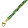 Oro Laminado Tennis Bracelet, Gold Filled Style Baguette Design, with Green Cubic Zirconia, Polished, Golden Finish, 03.130.0008.7.07 (05 MM Thickness, 7 Inches Length)