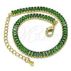 Oro Laminado Tennis Bracelet, Gold Filled Style Baguette Design, with Green Cubic Zirconia, Polished, Golden Finish, 03.130.0008.7.07 (05 MM Thickness, 7 Inches Length)