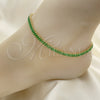 Oro Laminado Fancy Anklet, Gold Filled Style Baguette Design, with Green Cubic Zirconia, Polished, Golden Finish, 03.130.0008.7.10 (05 MM Thickness, 10 Inches Length)