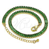 Oro Laminado Fancy Anklet, Gold Filled Style Baguette Design, with Green Cubic Zirconia, Polished, Golden Finish, 03.130.0008.7.10 (05 MM Thickness, 10 Inches Length)