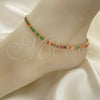 Oro Laminado Fancy Anklet, Gold Filled Style Baguette Design, with Multicolor Cubic Zirconia, Polished, Golden Finish, 03.130.0008.4.10 (05 MM Thickness, 10 Inches Length)