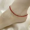 Oro Laminado Fancy Anklet, Gold Filled Style Baguette Design, with Garnet Cubic Zirconia, Polished, Golden Finish, 03.130.0008.1.10 (05 MM Thickness, 10 Inches Length)