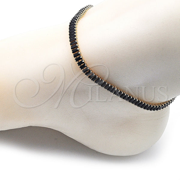 Gold Filled Anklet — Fancy Anklet Baguette Design with Black Cubic Zirconia — alternate product view — SKU 151201 | Oro Laminado tobillera — elegante Anklet Baguette diseño with negro Cubic Zirconia — SKU 151201